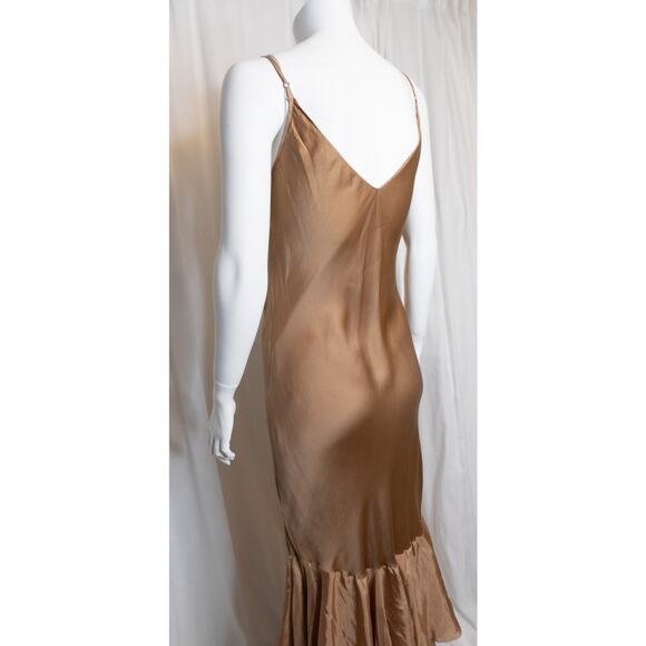 MES DESMOISELLES 'Marmalade' Silk Satin Bias Ruffled Maxi Gown FR 38 US 6 - Picture 8 of 13
